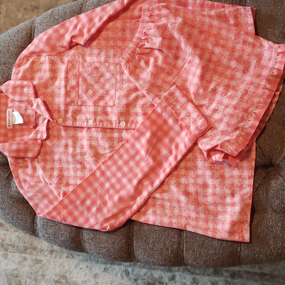 American Girl Tenny Grant's Gingham Pajamas w/ Moccasin Slippers - Girl's XL - Picture 6 of 12